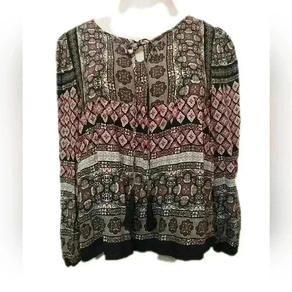 Wild Blue by Sadie Robertson, Peasant Top, Black, Pink, White, Size M - Picture 1 of 3
